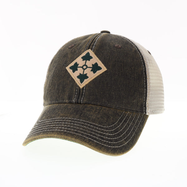 AES U.S. Army 4th Infantry Division 3D Embroidered Cap - Black, Adjustable, One Size Fits Most